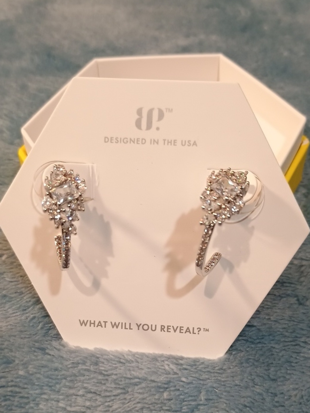 Bp Sparkling Crystal Hoop Earrings - Silver